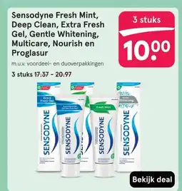 Etos Sensodyne Fresh Mint, Deep Clean, Extra Fresh Gel, Gentle Whitening, Multicare, Nourish en Proglasur aanbieding