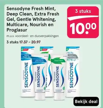 Etos Sensodyne Fresh Mint, Deep Clean, Extra Fresh Gel, Gentle Whitening, Multicare, Nourish en Proglasur aanbieding