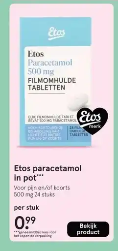 Etos Etos paracetamol in pot*** aanbieding