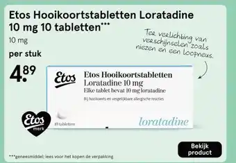 Etos Etos Hooikoortstabletten Loratadine 10 mg 10 tabletten aanbieding
