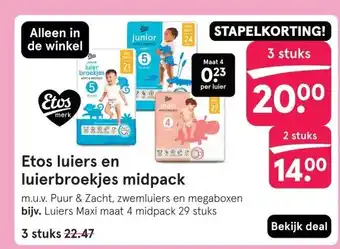 Etos Etos luiers en luierbroekjes midpack aanbieding