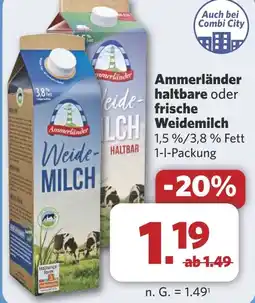 Combi Ammerländer haltbare oder frische Weidemilch aanbieding
