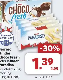 Combi Ferrero Kinder Choco Fresh oder Kinder Paradiso aanbieding