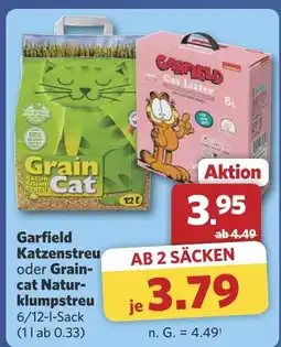 Combi Garfield Katzenstreu oder Grain- cat Natur- klumpstreu aanbieding