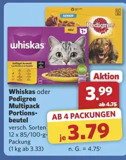 Combi Whiskas oder Pedigree Multipack Portions- beutel aanbieding