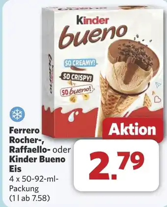 Combi Ferrero Rocher-, Raffaello- oder Kinder Bueno Eis aanbieding