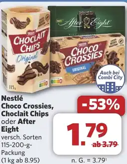 Combi Nestlé Choco Crossies, Choclait Chips oder After Eight aanbieding