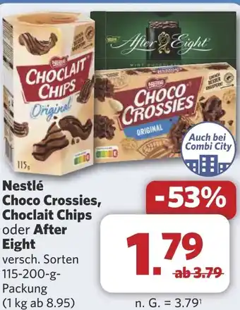 Combi Nestlé Choco Crossies, Choclait Chips oder After Eight aanbieding