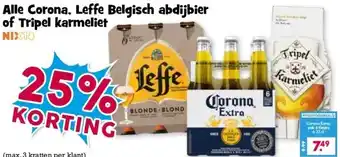 Boon`s Markt Alle Corona, Leffe Belgisch abdijbier of Tripel karmeliet aanbieding