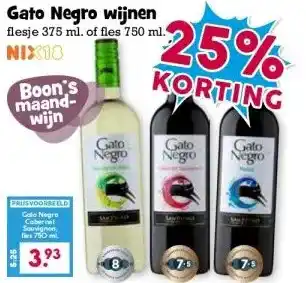 Boon`s Markt Gato Negro wijnen flesje 375 ml. of fles 750 ml. aanbieding