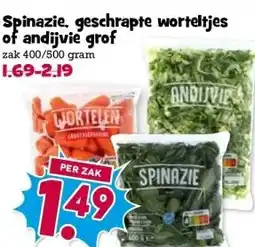 Boon`s Markt Spinazie, geschrapte worteltjes of andijvie grof aanbieding