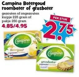 Boon`s Markt Campina Botergoud roomboter of grasboter aanbieding