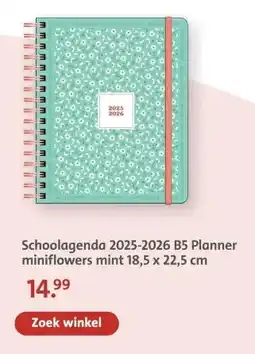 Bruna Schoolagenda 2025-2026 B5 Planner miniflowers mint aanbieding
