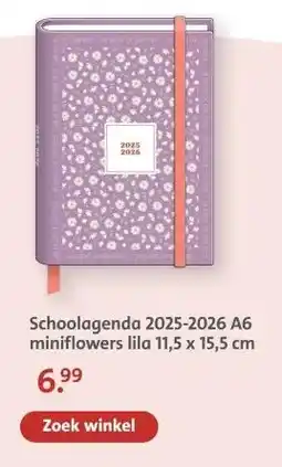 Bruna Schoolagenda 2025-2026 A6 miniflowers lila aanbieding