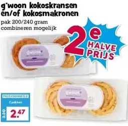 Boon`s Markt g'woon kokoskransen en/of kokosmakronen pak 200/240 gram combineren mogelijk aanbieding
