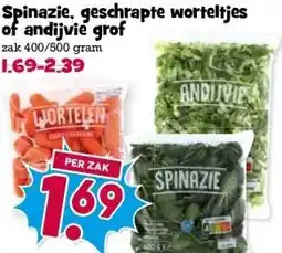 Boon`s Markt Spinazie, geschrapte worteltjes of andijvie grof aanbieding