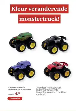 Bruna Kleur veranderende monstertruck, 4 varianten aanbieding