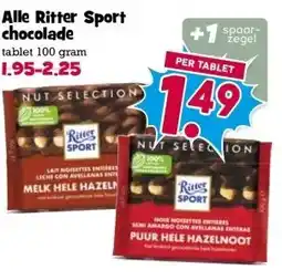 Boon`s Markt Alle Ritter Sport chocolade tablet aanbieding
