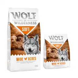 Zooplus 14kg Soft & Strong Wide Acres met Kip Wolf of Wilderness Hondenvoer aanbieding