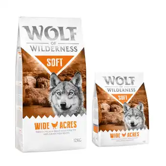 Zooplus 14kg Soft & Strong Wide Acres met Kip Wolf of Wilderness Hondenvoer aanbieding