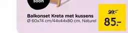 Xenos Tuinset Kreta met kussens - rechthoekig - set van 3 - bruin/wit aanbieding