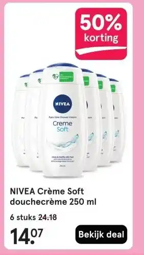 Etos NIVEA Crème Soft douchecrème 250 ml aanbieding