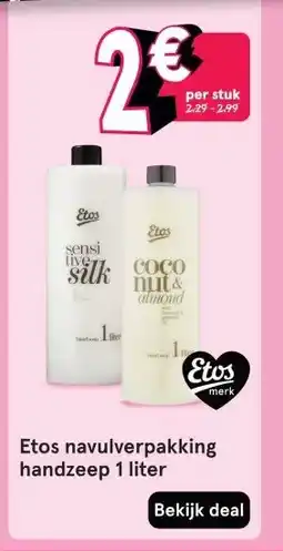 Etos Etos navulverpakking handzeep 1 liter aanbieding