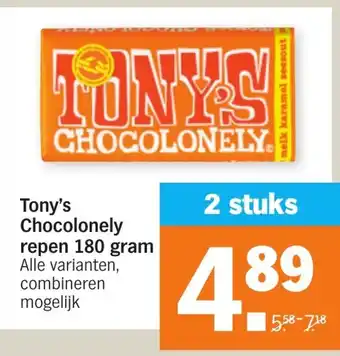 Albert Heijn Tony's chocolonely repen 180 gram aanbieding