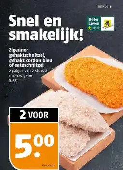 Poiesz Zigeuner gehaktschnitzel, gehakt cordon bleu of satéschnitzel aanbieding