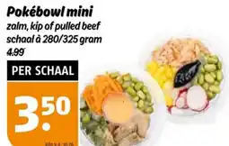 Poiesz Pokébowl mini zalm, kip of pulled beef aanbieding