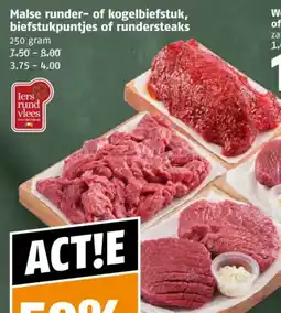 Poiesz Malse runder of kogelbiefstuk, biefstukpuntjes of rundersteaks aanbieding