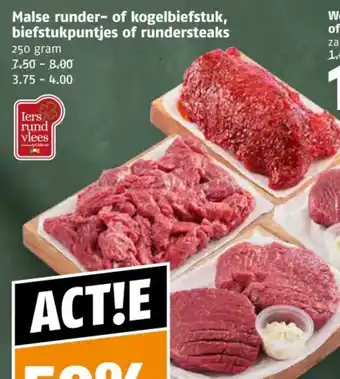 Poiesz Malse runder of kogelbiefstuk, biefstukpuntjes of rundersteaks aanbieding