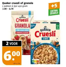 Poiesz Quaker cruesli of granola aanbieding