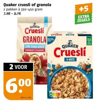 Poiesz Quaker cruesli of granola aanbieding