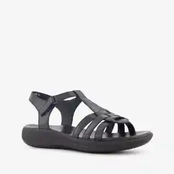 Scapino Hush Puppies leren dames sandalen zwart aanbieding