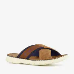 Scapino Bugatti leren heren slippers cognac bruin aanbieding