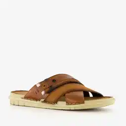 Scapino Van Beers leren heren slippers bruin aanbieding