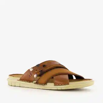 Scapino Van Beers leren heren slippers bruin aanbieding