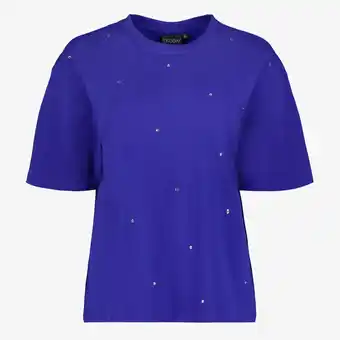 Scapino TwoDay oversized dames T-shirt met strass blauw aanbieding