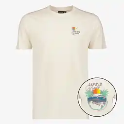 Scapino Unsigned heren T-shirt met backprint beige aanbieding