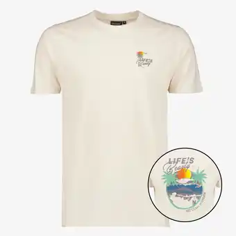 Scapino Unsigned heren T-shirt met backprint beige aanbieding