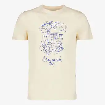 Scapino Unsigned heren T-shirt met opdruk beige aanbieding