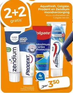 Trekpleister Aquafresh, Colgate, Prodent en Zendium mondverzorging aanbieding