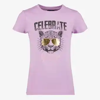 Scapino TwoDay meisjes T-shirt met tijgerkop lila aanbieding