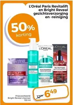 Trekpleister L'Oréal Paris Revitalift en Bright Reveal gezichtsverzorging en -reiniging aanbieding