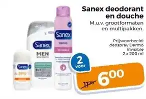 Trekpleister Sanex deodorant en douche aanbieding