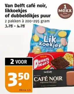 Poiesz Van Delft café noir, likkoekjes of dubbeldikjes puur aanbieding