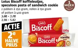 Poiesz Lotus Biscoff koffieleutjes, speculoos pasta of sandwich cookie aanbieding