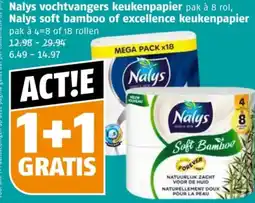 Poiesz Nalys vochtvangers keukenpapier, Nalys soft bamboo of excellence keukenpapier aanbieding