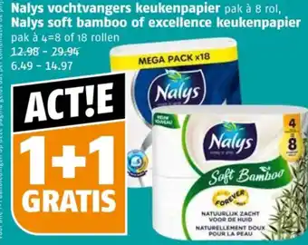 Poiesz Nalys vochtvangers keukenpapier, Nalys soft bamboo of excellence keukenpapier aanbieding